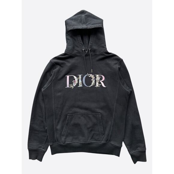 Dior Black Multicolor Floral Embroidered Logo Sweater